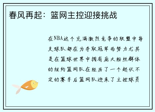 春风再起：篮网主控迎接挑战